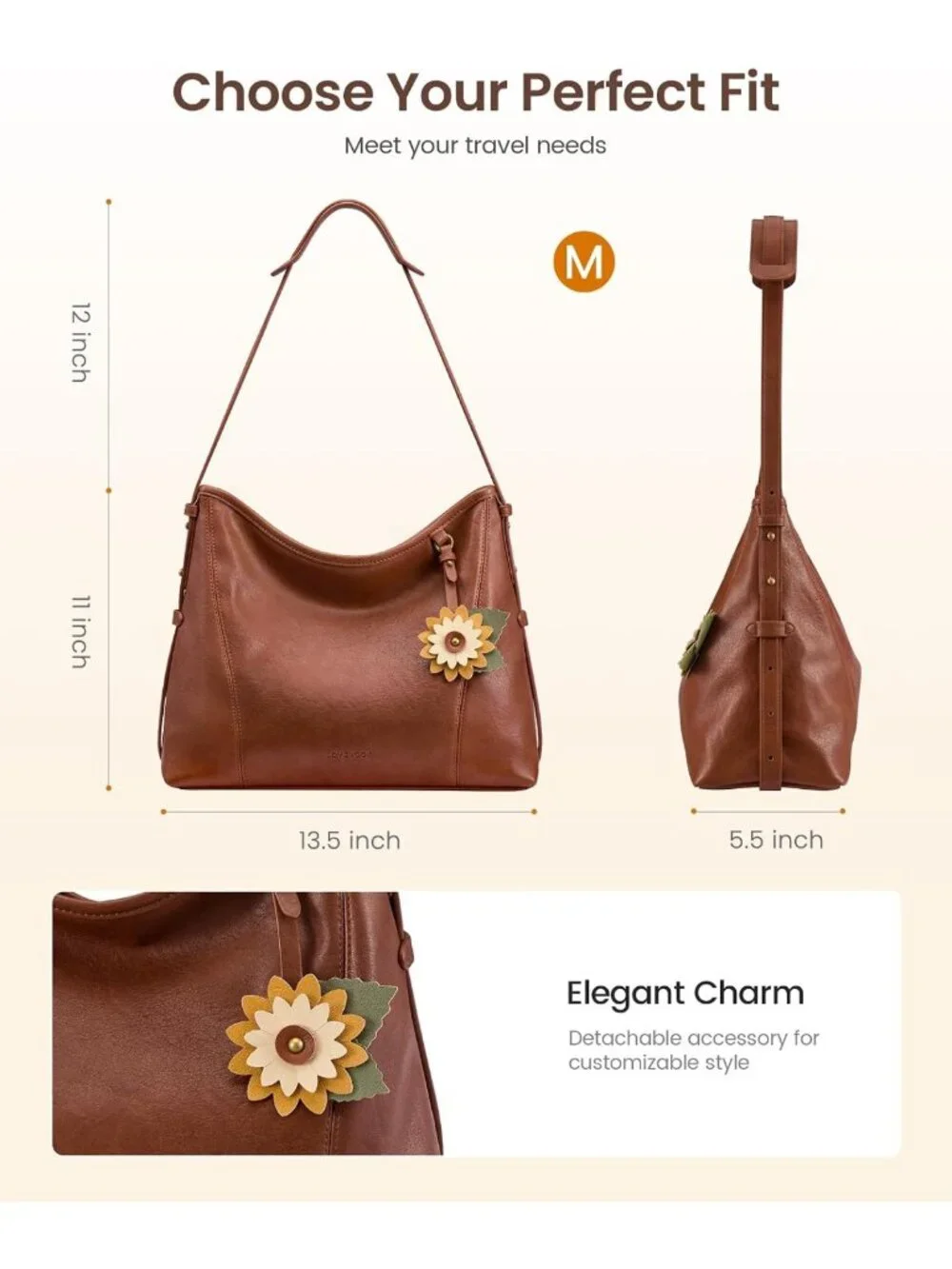 Stylish PU Leather Hobo Shoulder Bag & Crossbody Purse for Women - Versatile